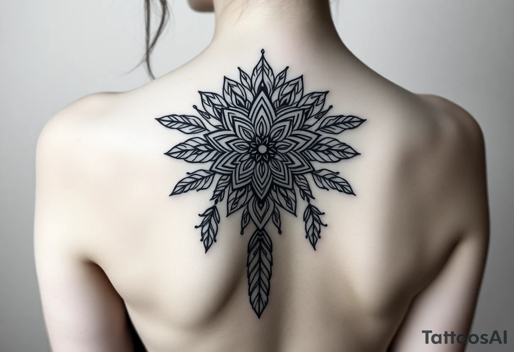 spiritual feathers ornamental mandala shaman tattoo idea