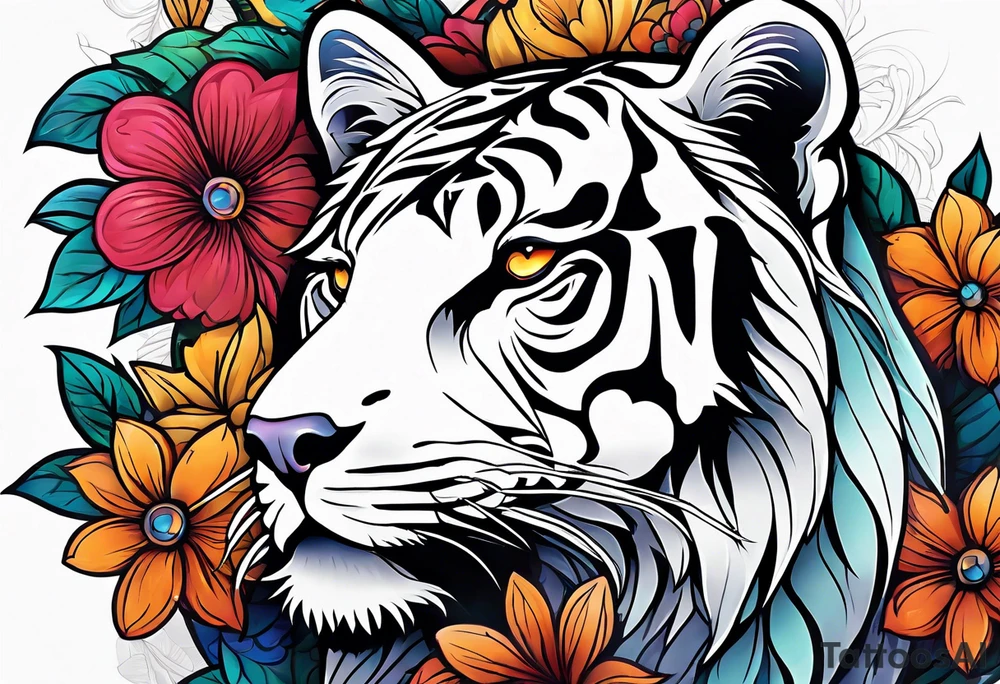 animal , flower tattoo idea