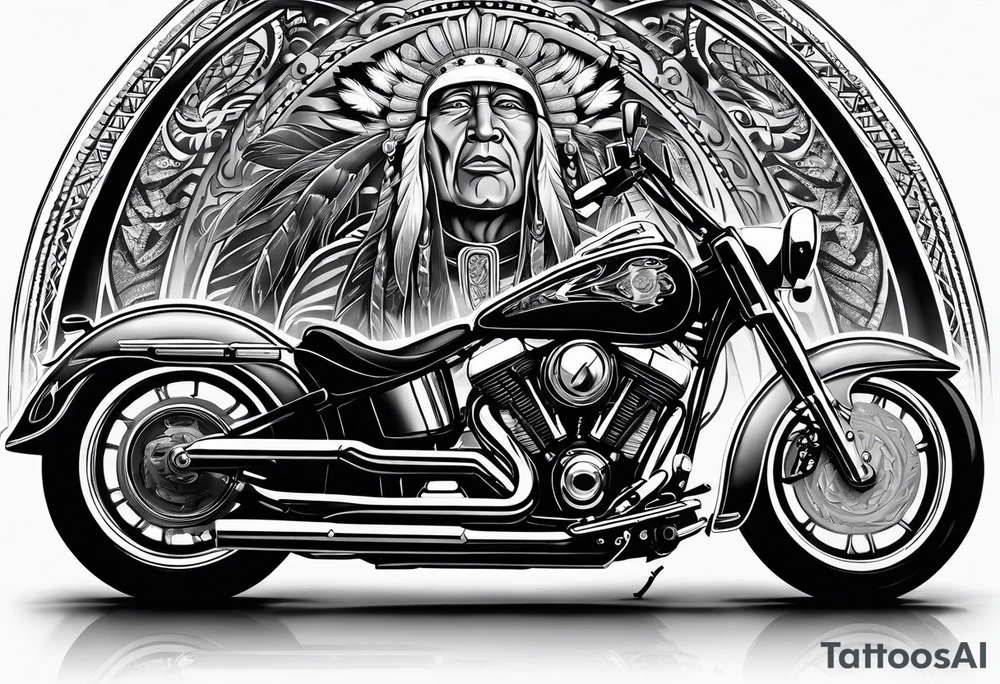 Native american on motorcycle tattoo idea