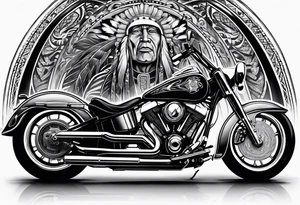 Native american on motorcycle tattoo idea