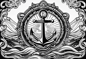 anchor with waves tattoo idea