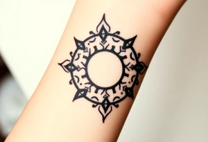 Create a tattoo that writes the Hindi word "Anichya" with A circle or spiral, which represents the cyclical nature of life and death tattoo idea