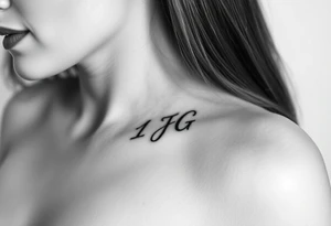 A woman has a tattoo on her rib in a delicate font - I J G tattoo idea