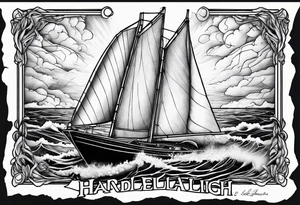 Sailboat with torn sail with the words hard fought hallelujah under it tattoo idea