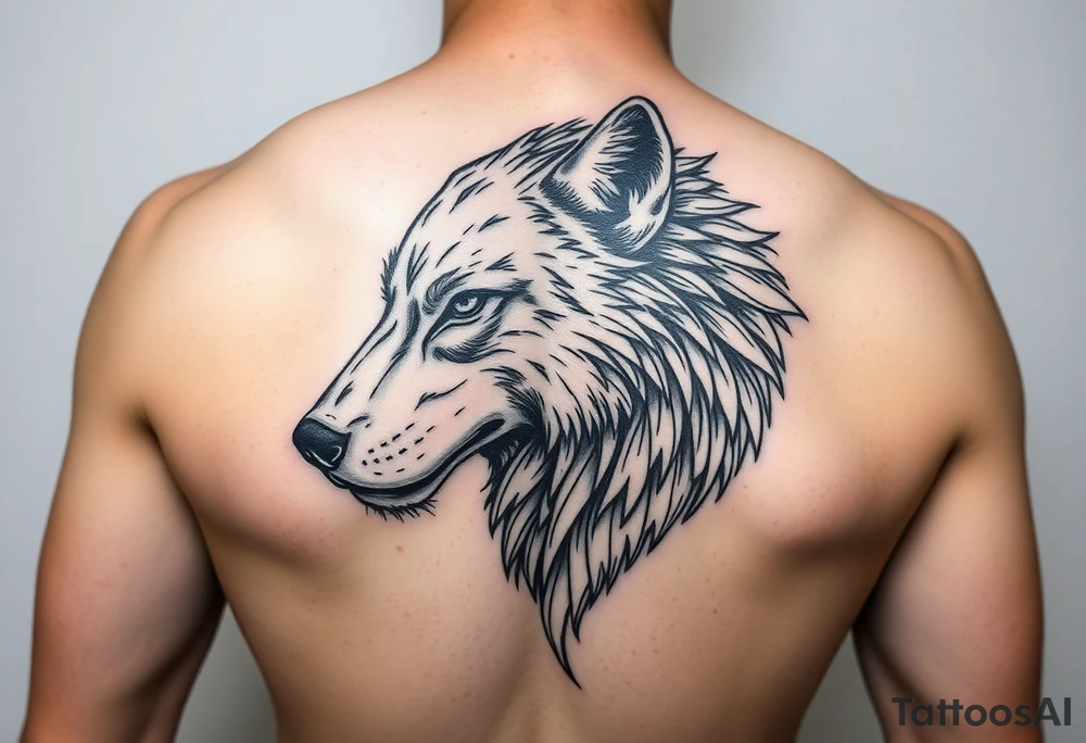 A solitary yet sublime and noble wolf and its progeny the face. for arm tattoo tattoo idea