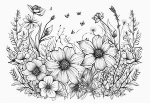 Wildflowers, smaller, vertical tattoo idea
