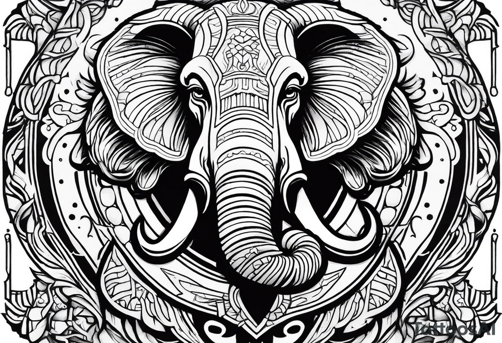 strong mammoth head centerpiece tattoo idea