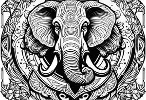 strong mammoth head centerpiece tattoo idea