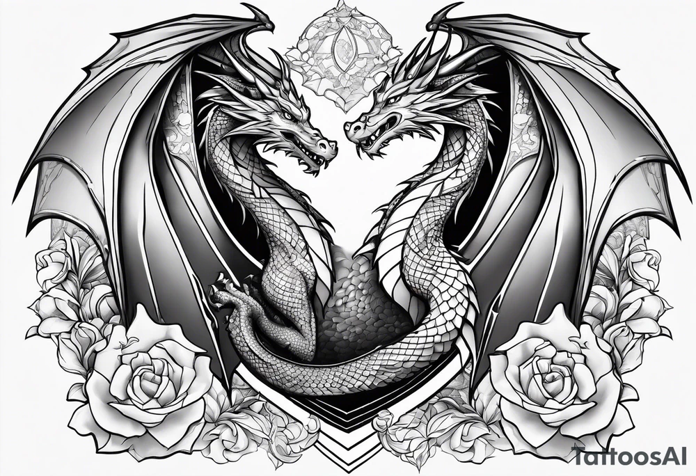 Dragon protecting a heart tattoo idea