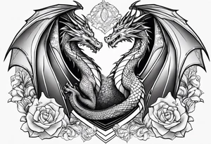 Dragon protecting a heart tattoo idea