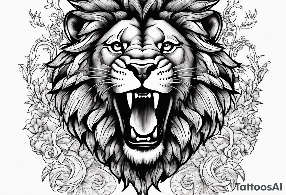 lion roar
chest tattoo idea