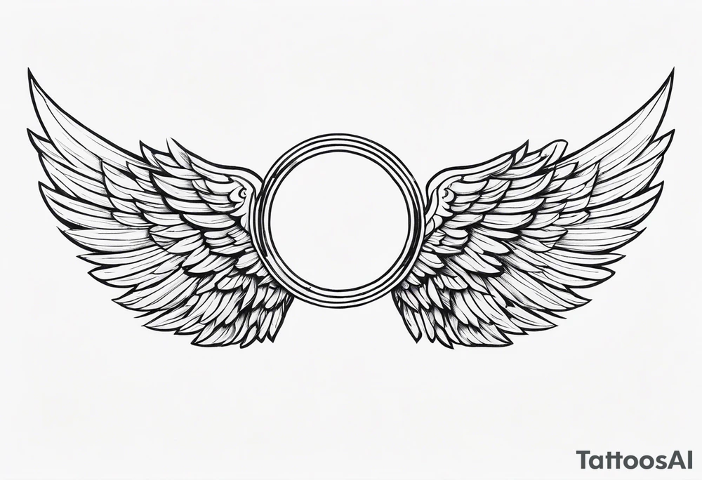 a pair of wings with a halo above them tattoo idea