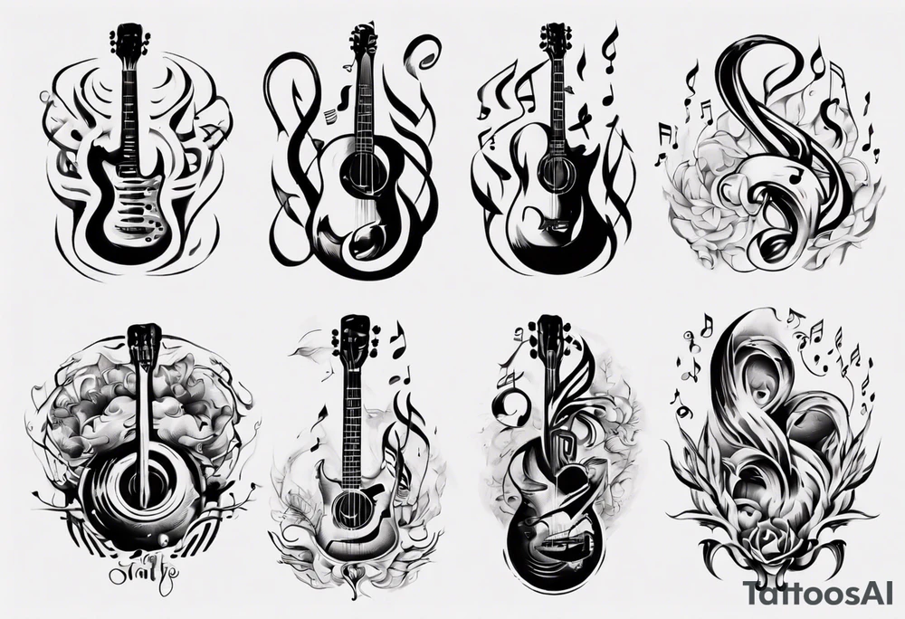 music stave hearth tattoo idea