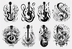 music stave hearth tattoo idea