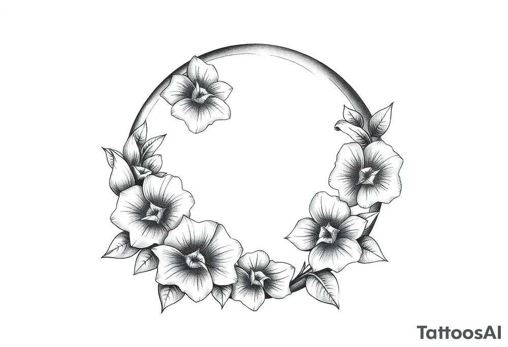 moon-shaped flowers tattoo idea