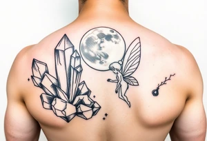 crystals and the moon and tinkerbell tattoo idea