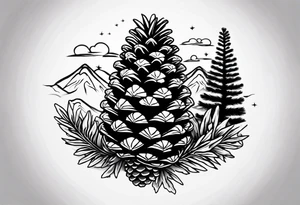 Pinecone transforming to a mountain tattoo idea