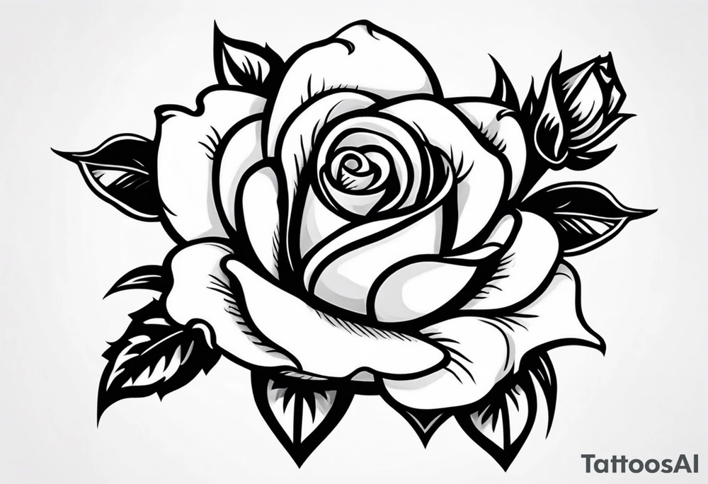 traditional style rose tattoo with the number 5 hidden in it. make the 5 less hidden tattoo idea