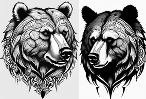 Insane killing bear Gothic primal tattoo idea