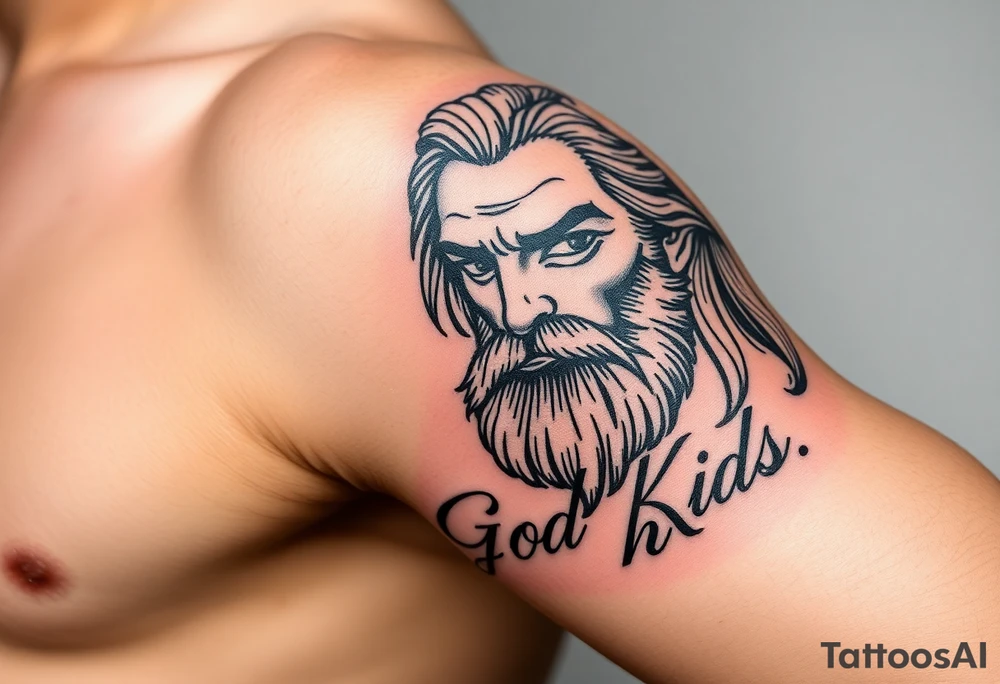 God with kids name tattoo idea