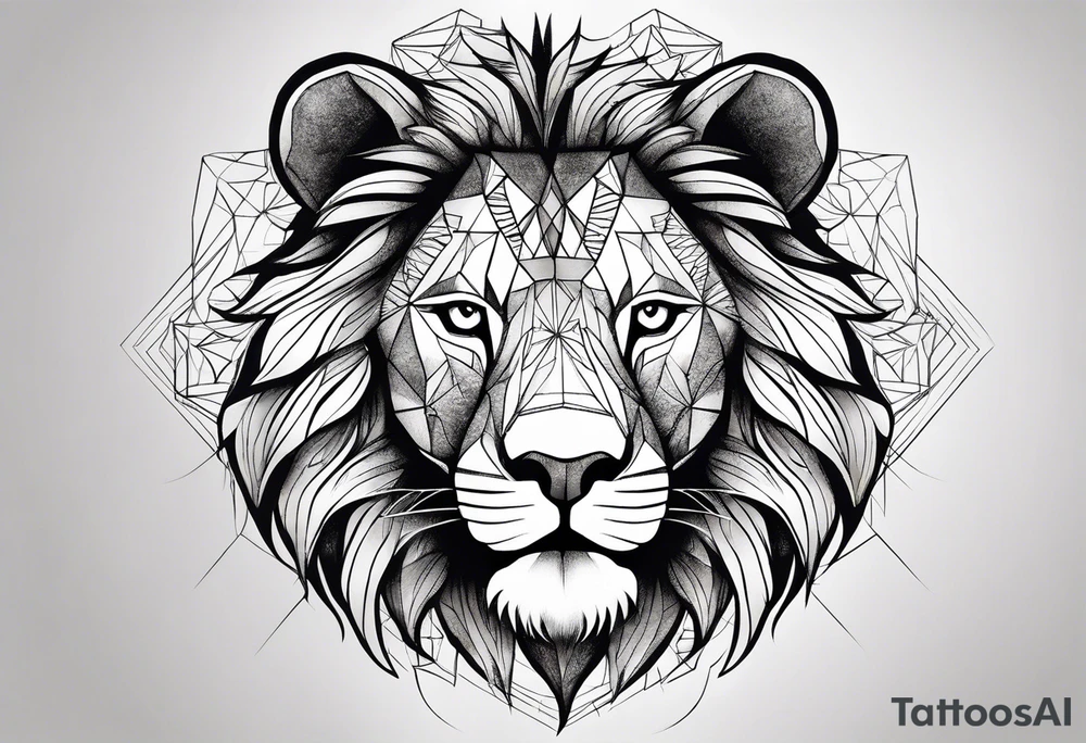 Lion face, half geometry tattoo idea