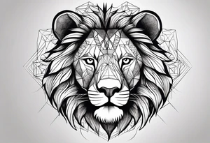 Lion face, half geometry tattoo idea