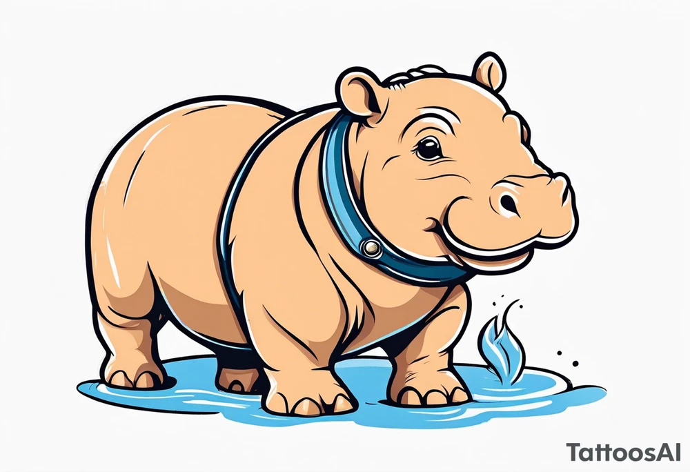 Baby hippo wearing overalls tattoo idea