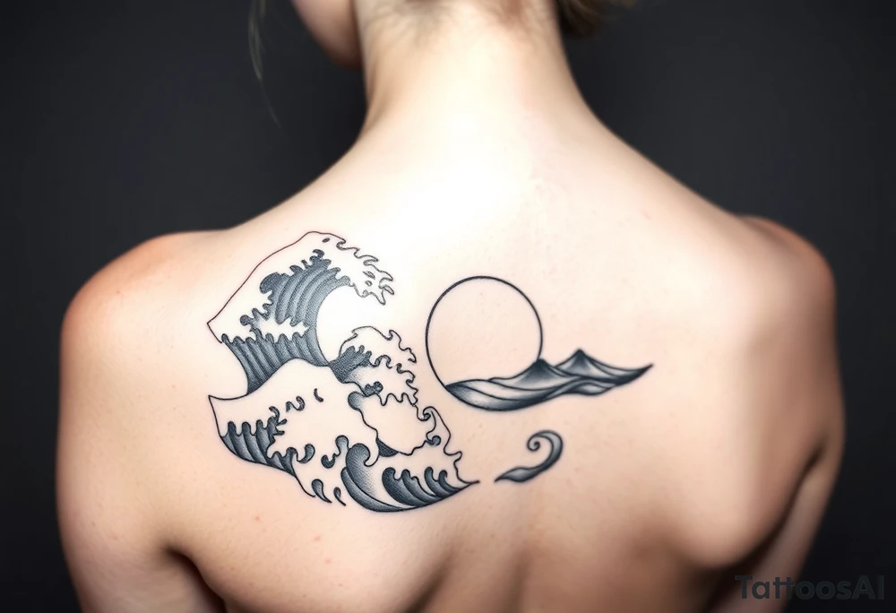 Ocean waves and a sunrise tattoo idea