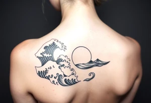 Ocean waves and a sunrise tattoo idea