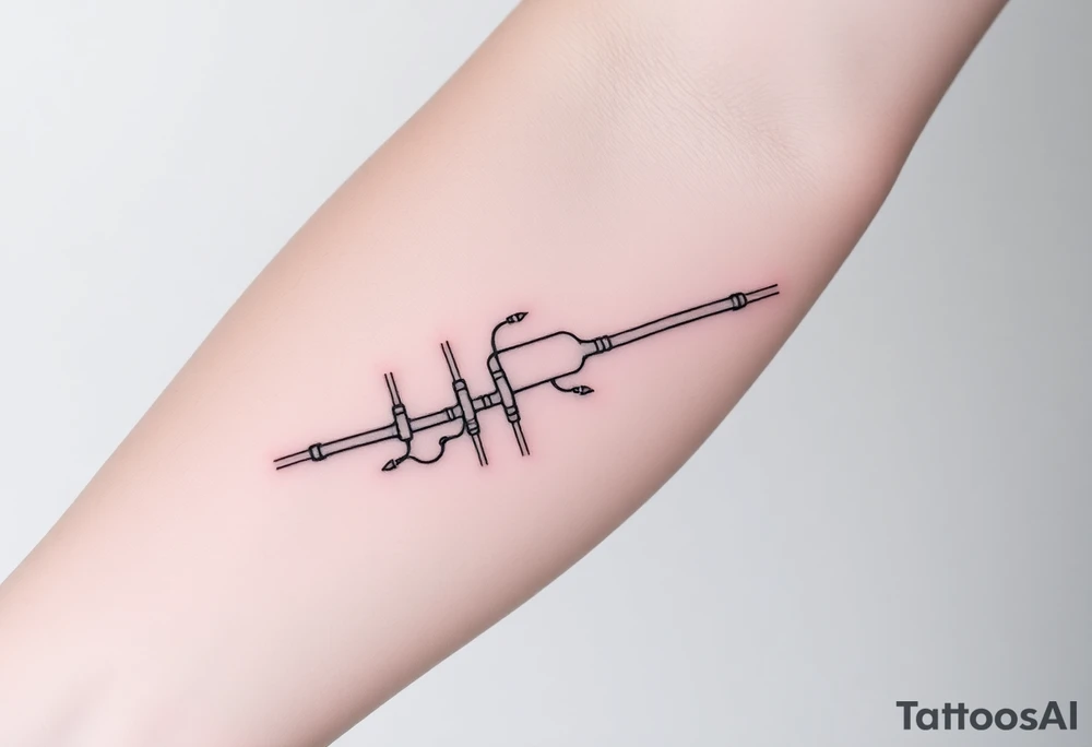 long System of pipes that transitions and transforms into veins of forearm tattoo idea