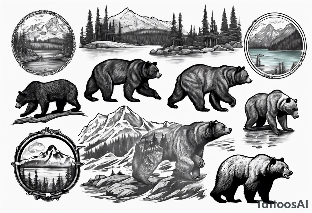 British Columbia landscape inside bear tattoo idea