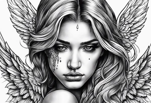 crying broken angel tattoo idea
