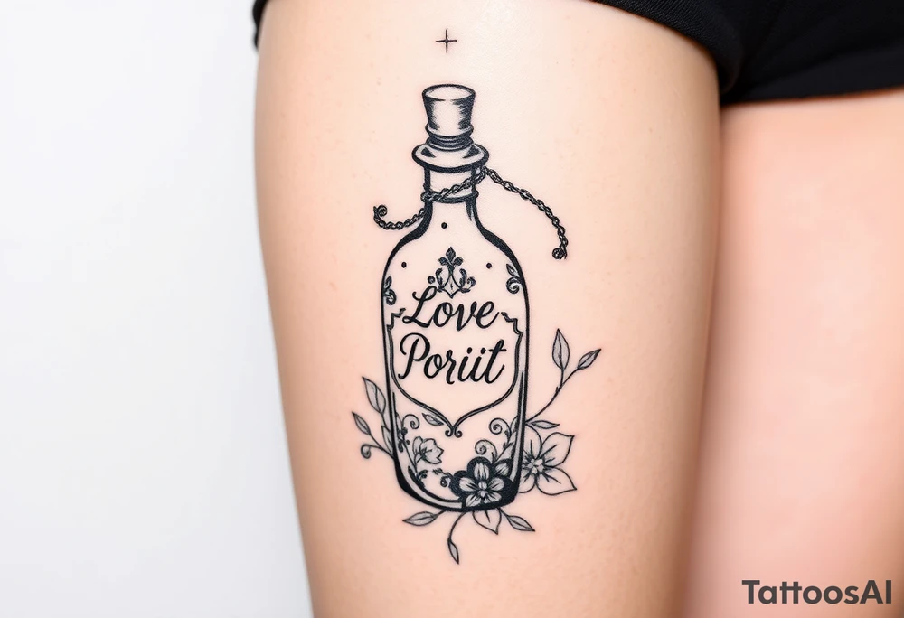 Love potion bottle tattoo idea