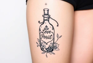 Love potion bottle tattoo idea