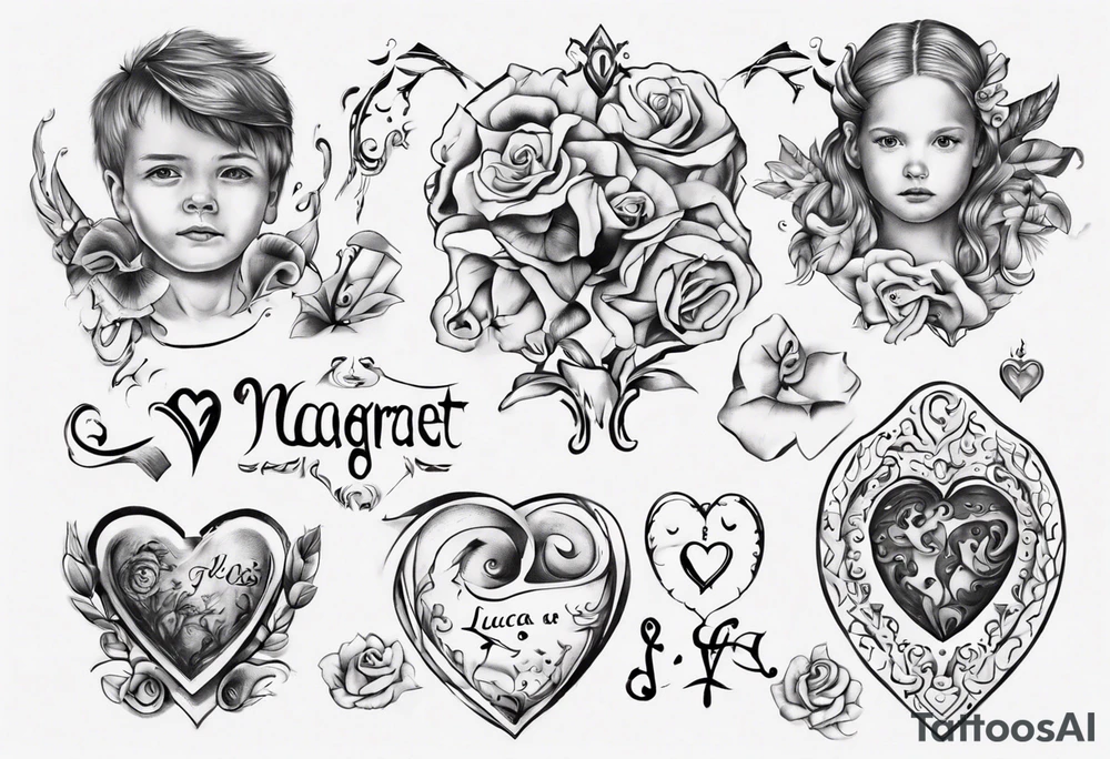 my kids' names: Lucas and Margaret and something that symbolizes love tattoo idea