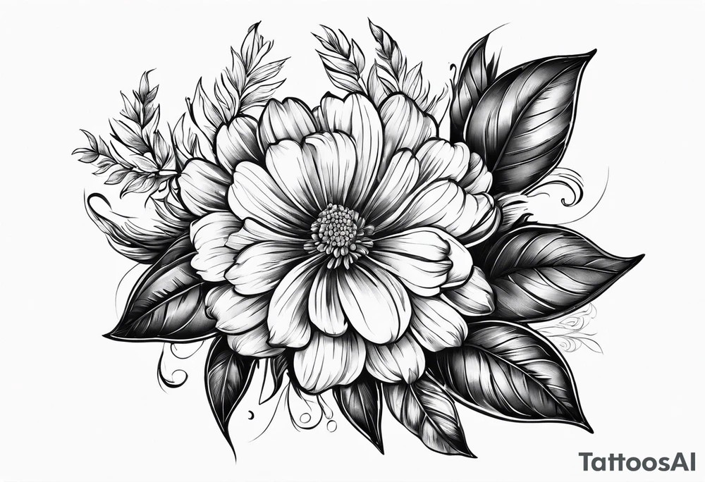 Vintage pocket waych with marigold flower. tattoo idea