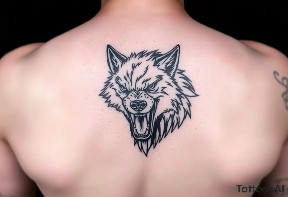 wolf head snarling tattoo idea