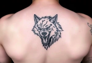 wolf head snarling tattoo idea