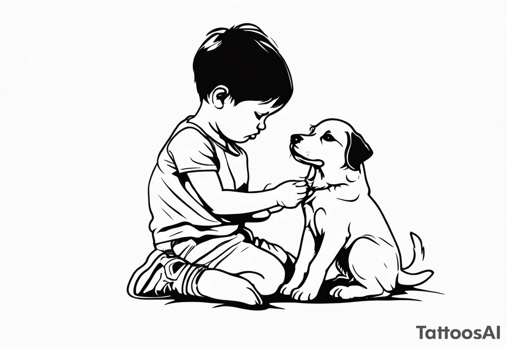 child playing with puppy tattoo idea