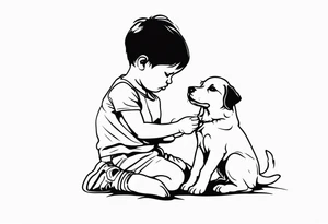 child playing with puppy tattoo idea