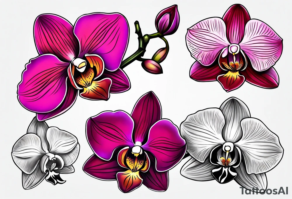 Small orchids tattoo idea