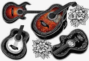 Acoustic guitar design tattoo idea