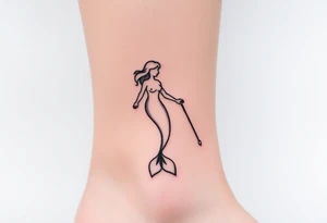 Mermaid outline with chopped tail and crutches tattoo idea