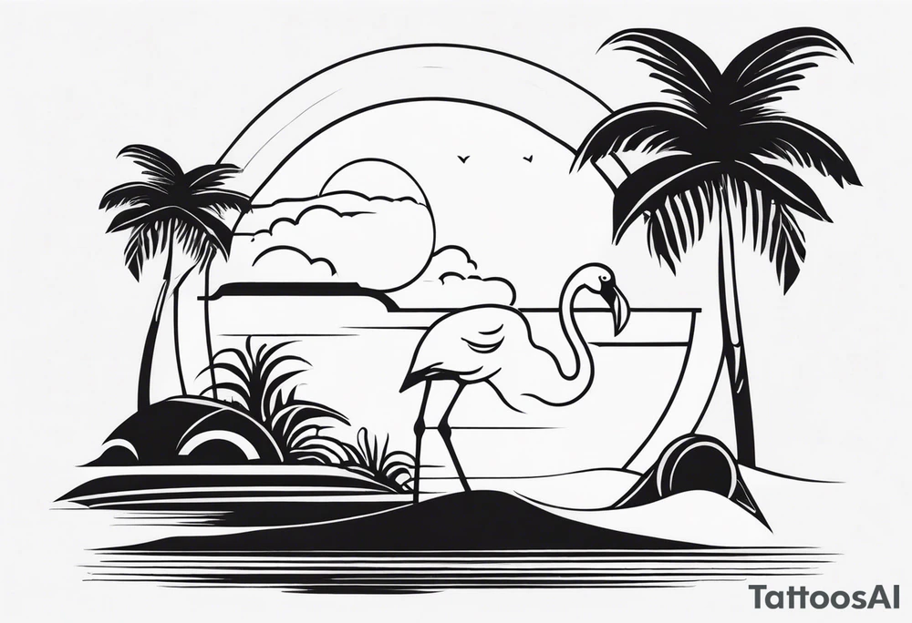 palm tree with a flamingo tattoo idea