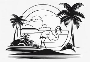 palm tree with a flamingo tattoo idea