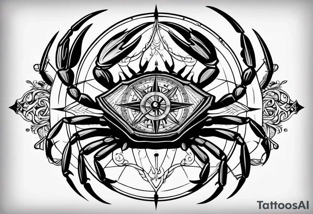 Crab Compass Arrow tattoo idea