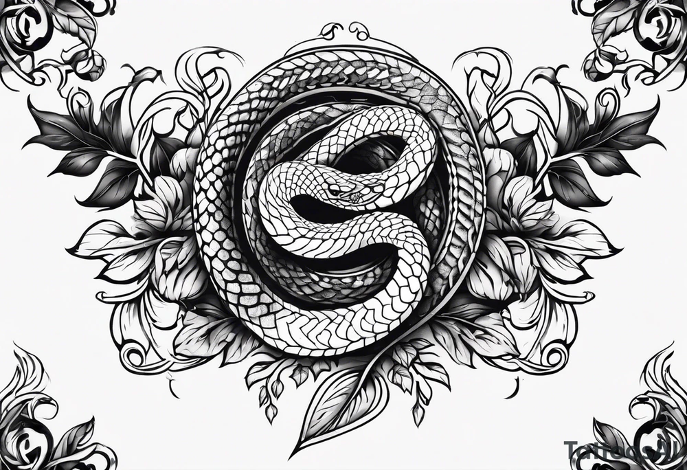 snake with leaves and vines forearm tattoo tattoo idea
