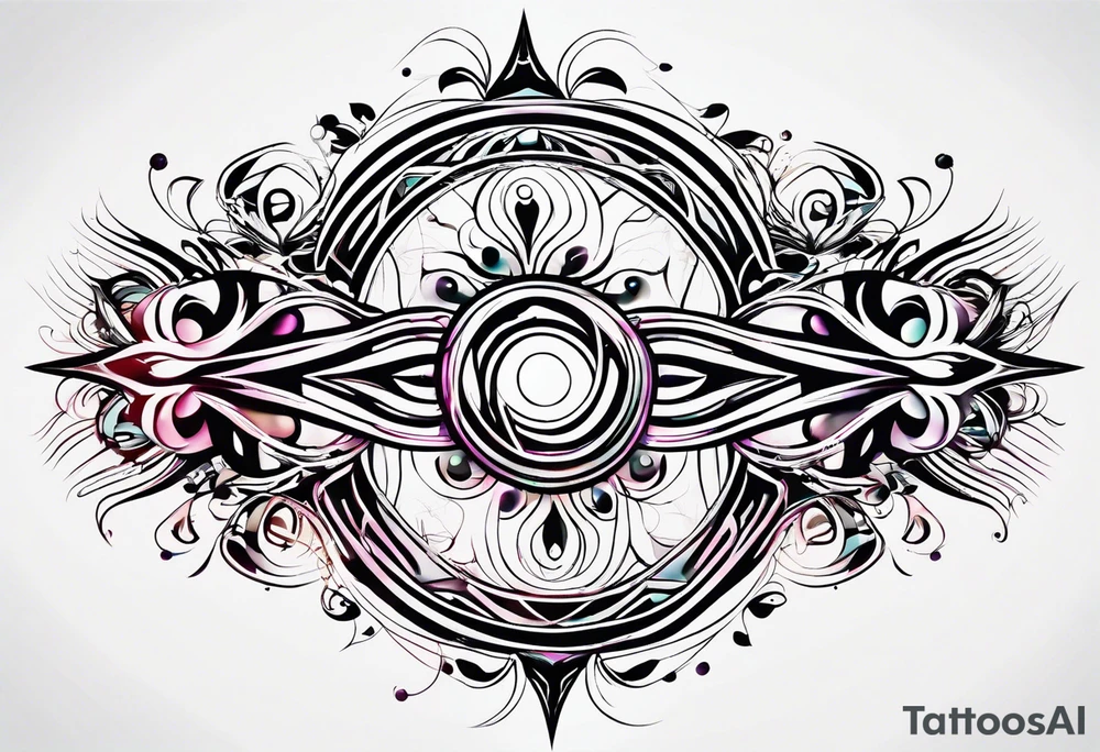 neo-tribal abstract lines gradient tattoo idea