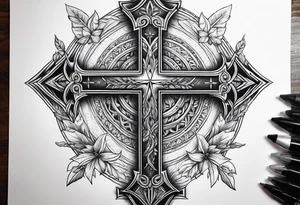 Humble wisdom caring cross detailed tattoo idea
