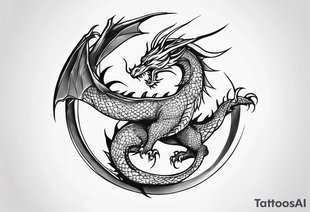 Fine like dragon wrapping around the back of knee tattoo idea